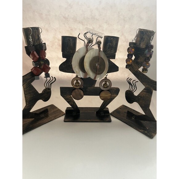 Pearl Shell Resin Pierced Earrings 4 Pair Dangle 3"-4" Boho Hippie USA Made K3 - Picture 4 of 6